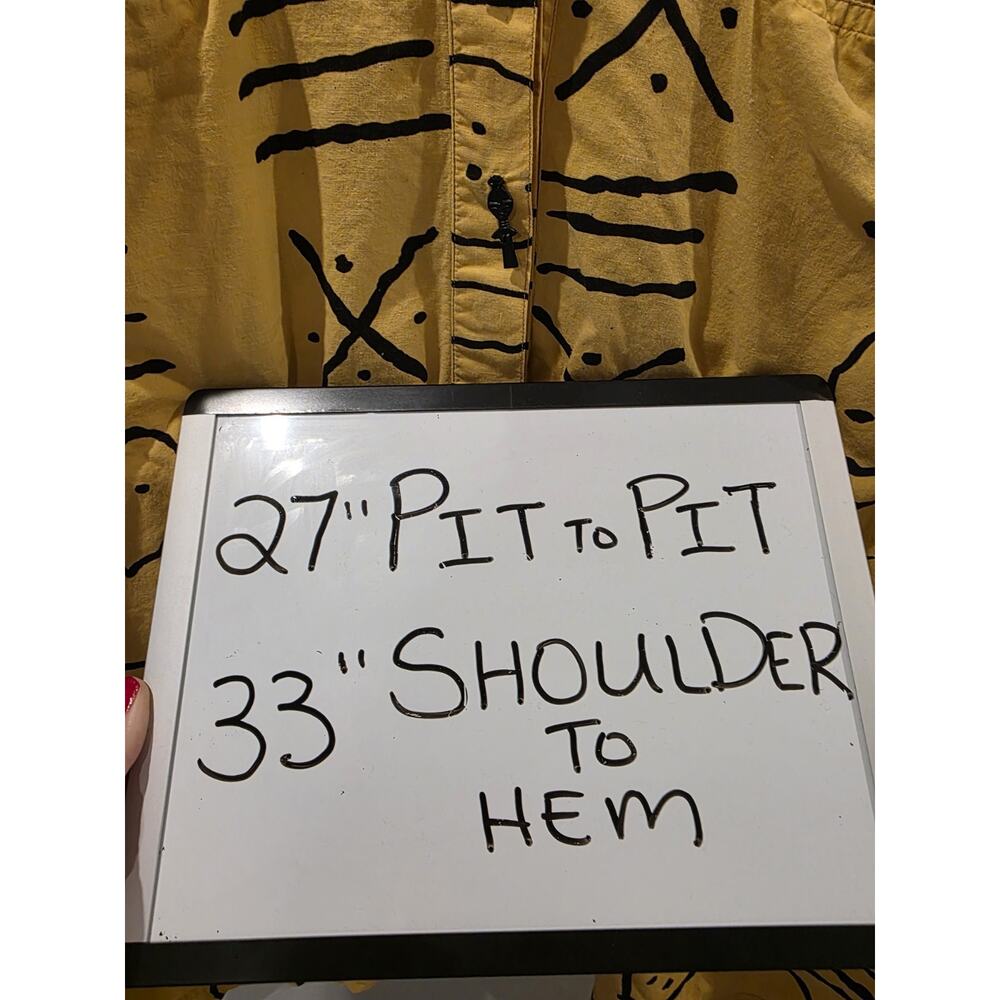 AS*HRO VTG 90s Maximalist CottonJacket YellowBlack Abstract African Button Sz XL - Picture 8 of 9